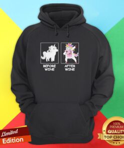 Cute Unicorn Dabbing Before Wine After Wine Hoodie