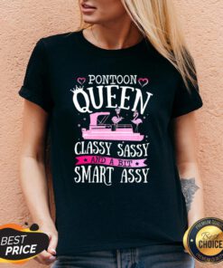 Flamingo Pontoon Queen Classy Sassy And A Bit Smart Assy V-neck