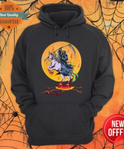 Grim Reaper With Unicorn Under The Moon Halloween Costume Hoodie