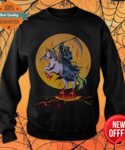 Grim Reaper With Unicorn Under The Moon Halloween Costume Sweatshirt