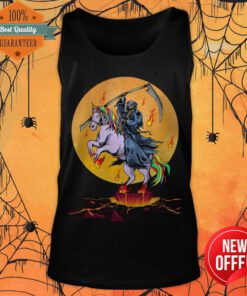 Grim Reaper With Unicorn Under The Moon Halloween Costume Tank Top