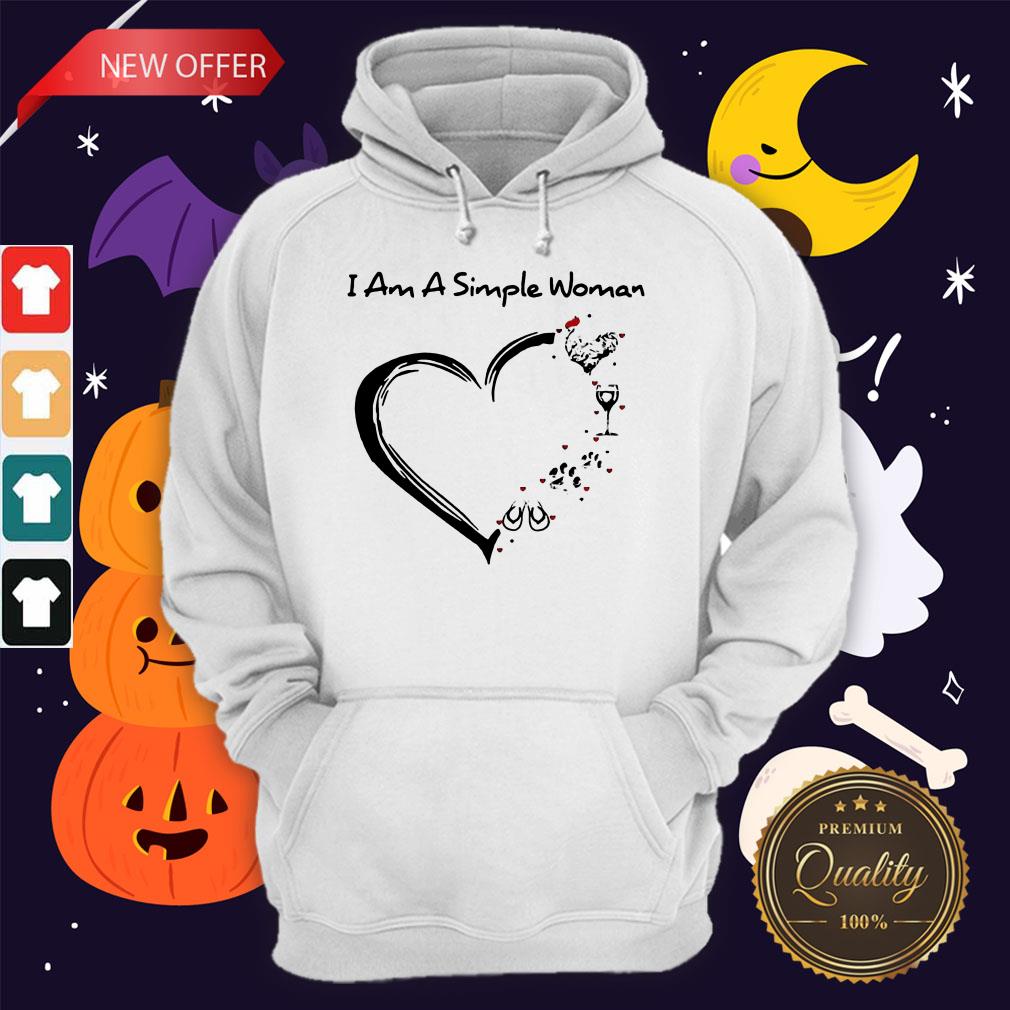 I Am A Simple Woman Chicken Wine Dog Paw And Flip Flop Hoodie