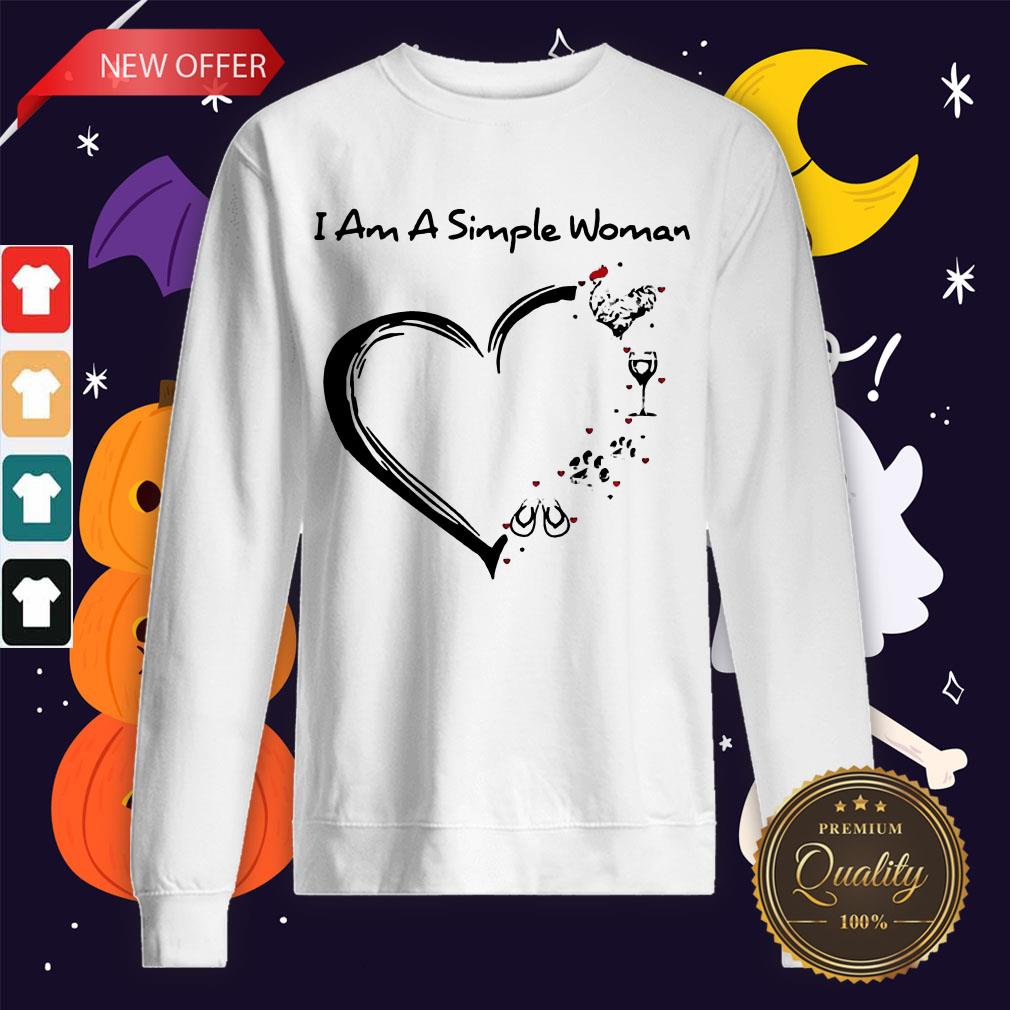 I Am A Simple Woman Chicken Wine Dog Paw And Flip Flop Sweatshirt