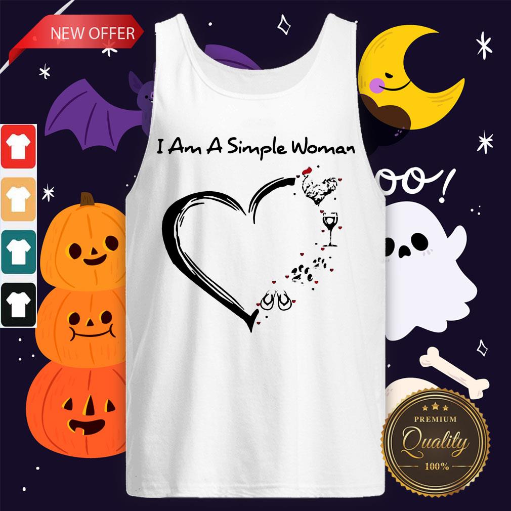 I Am A Simple Woman Chicken Wine Dog Paw And Flip Flop Tank Top