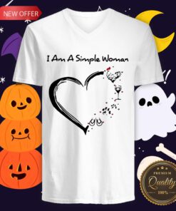 I Am A Simple Woman Chicken Wine Dog Paw And Flip Flop V-neck
