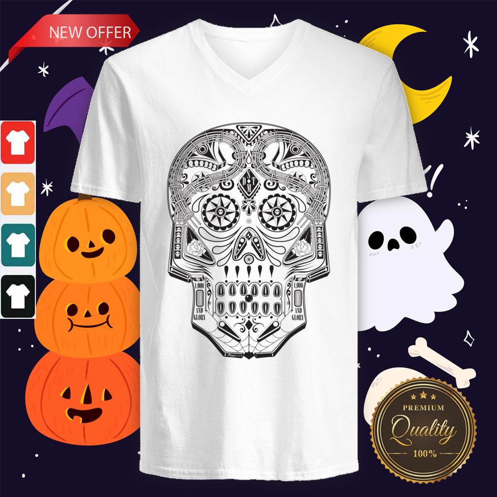 Machine Sugar Skull Day Of The Dead Muertos V-neck