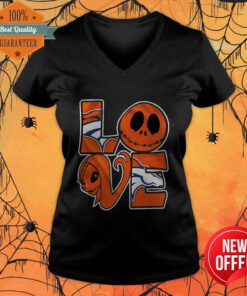 Nice Denver Broncos Jack Skellington And Sally Love V-neck