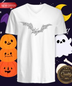 Official Halloween Bat Word Cloud V-neck