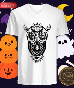 Owl With Different Decorations In The Style Of The Mexican Sugar Skulls V-neck