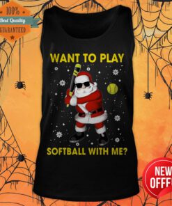 Santa Claus Want To Play Softball With Me Christmas Tank Top
