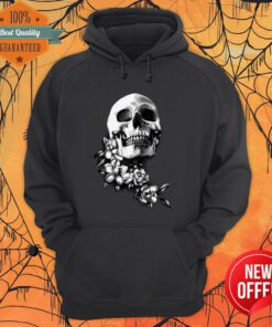 Skull And Magnolia Flowers B&W Day Of The Dead Hoodie