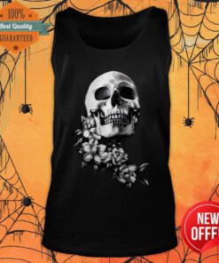 Skull & Magnolia Flowers B&W Day Of The Dead Tank Top
