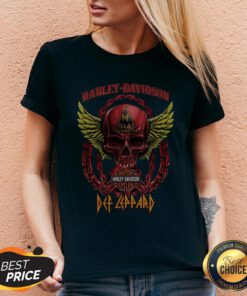 Skull Motor Harley Davidson Cycles Def Leppard V-neck