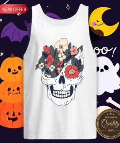 Skulls And Flowers Dia De Muertos Tank Top