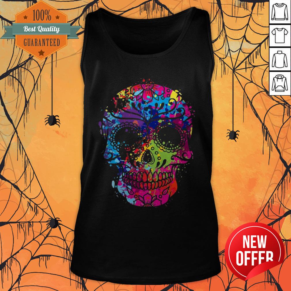 Sugar Skull Colorful Day Of The Dead Dia De Los Muertos Tank Top