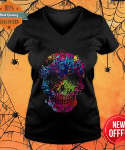 Sugar Skull Colorful Day Of The Dead Dia De Los Muertos V-neck