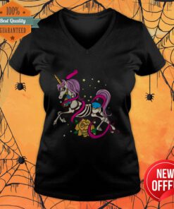 Sugar Skull Day Of The Dead Unicorn Horse Dia De Los Muertos V-neck