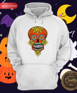 Sugar Skull Orange Dia De Los Muertos Day Of The Dead Hoodie