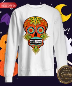Sugar Skull Orange Dia De Los Muertos Day Of The Dead Sweatshirt