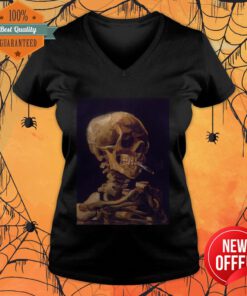 Vincent Van Gogh's Skull With A Burning Cigarette V-neck