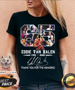 65 Eddie Van Halen 1955-2020 Signature Thank You For The Memories V-neck - Design By Teeshirtbear.com