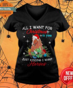 All I Want For Christmas Is You Just Kidding I Want Horses Funny V-neck