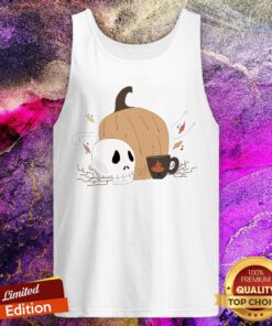 Coffee And Scares Skull Pumpkin Halloween Tank Top