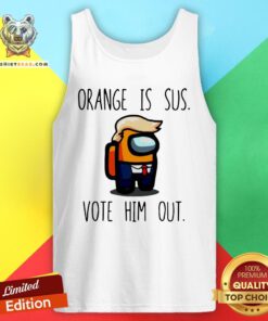 Cute Among Us Orange Is Sus Vote Him Out Tank Top - Design By Teeshirtbear.com