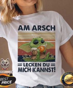 Cute Baby Yoda Am Arsch Lecken Du Mich Kannst Vintage Hemd V-neck - Design By Teeshirtbear.com