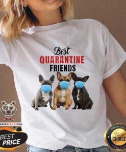 Cute Bulldog Best Quarantine Friends V-neck - Design By Teeshirtbear.com