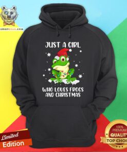 Cute Just A Girl Who Loves Frogs And Christmas Hoodie - Design By Teeshirtbear.com