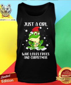Cute Just A Girl Who Loves Frogs And Christmas Tank Top - Design By Teeshirtbear.com
