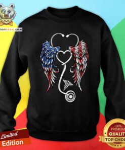 Cute Nurse Wings American Flag Sweatshirt - Design By Teeshirtbear.com