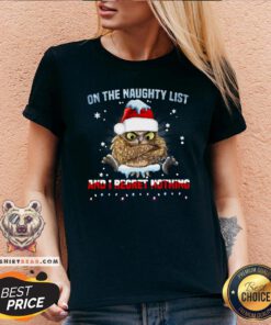 Cute Owl On The Naughty List And I Regret Nothing Christmas V-neck - Design By Teeshirtbear.com
