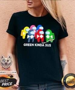 Cute Power Rangers Among Us Green Kinda Sus V-neck - Design By Teeshirtbear.com