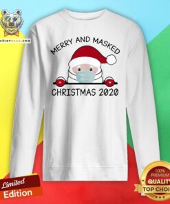 Cute Santa Face Mask Merry And Masked Ugly Christmas 2020 Sweatshirt - Design By Teeshirtbear.com
