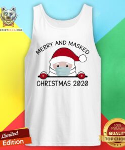 Cute Santa Face Mask Merry And Masked Ugly Christmas 2020 Tank Top - Design By Teeshirtbear.com