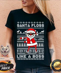 Cute Santa Floss Like A Boss Funny Christmas V-neck