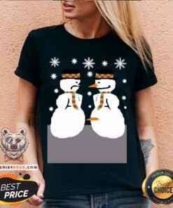 Cute Snowman Nose Thief Ugly Christmas V-neck - Design By Teeshirtbear.com