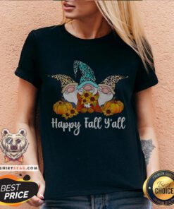 Cute Three Gnomes Happy Fall Y’all Halloween V-neck