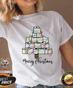 Cute Toilet Paper Light Merry Christmas V-neck - Design By Teeshirtbear.com