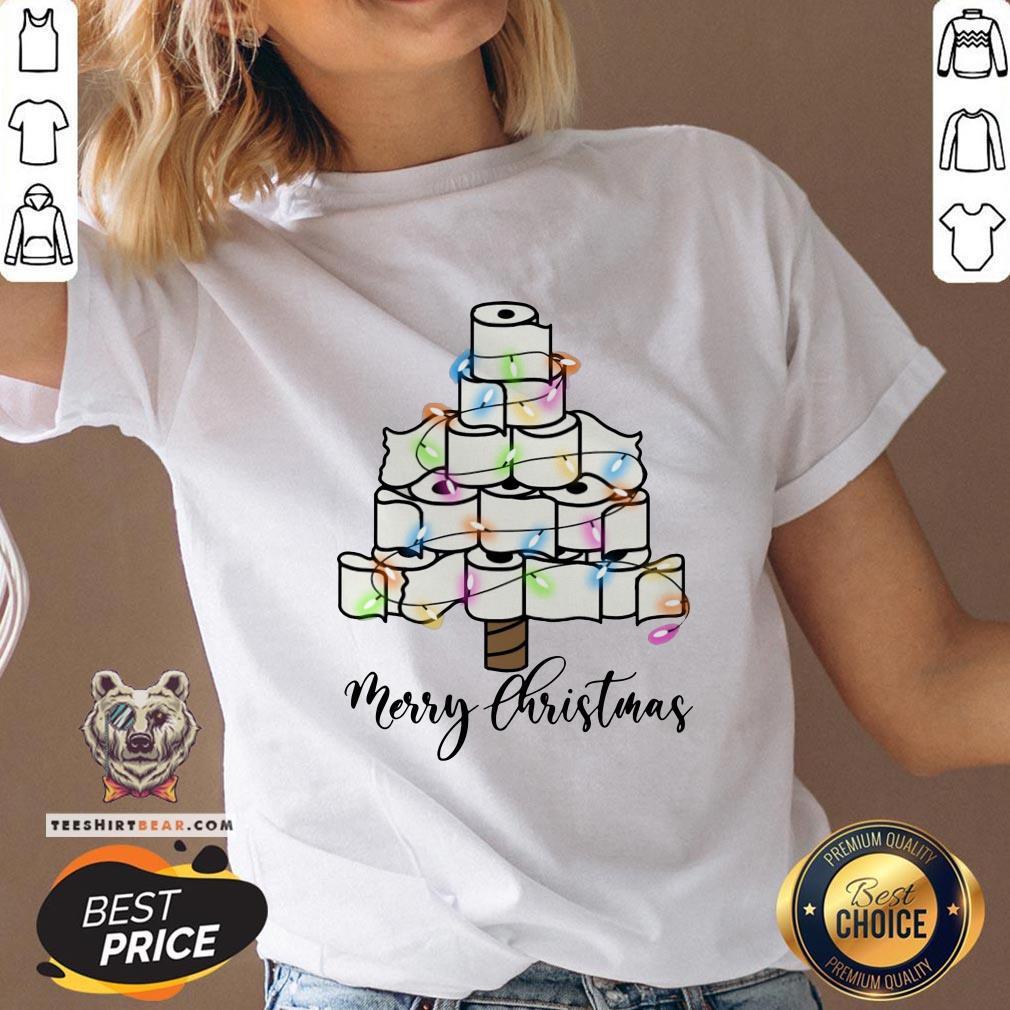 Cute Toilet Paper Light Merry Christmas V-neck - Design By Teeshirtbear.com Cute Toilet Paper Light Merry Christmas V-neck - Design By Teeshirtbear.com