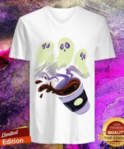 Funny Halloween Ghost Roast Cafe V-neck