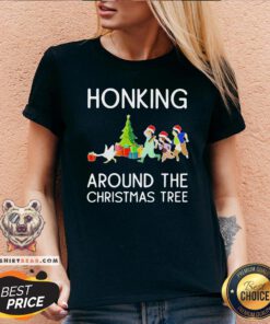 Good Honking Around The Christmas Tree V-neck - Design By Teeshirtbear.com