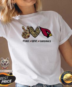Good Peace Love St. Louis Cardinals Logo V-neck - Design By Teeshirtbear.com