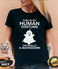 Good This Is My Human Costume I’m Really A Unicorn Halloween V-neck - Design By Teeshirtbear.com