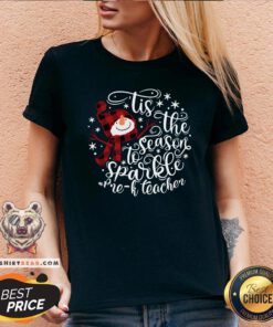Good Tis The Season To Sparkle Pre K Teacher V-neck - Design By Teeshirtbear.com