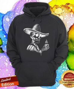 Halloween Coffee Drinking Skeleton Skull Hoodie