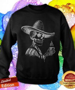 Halloween Coffee Drinking Skeleton Skull Sweatshirt