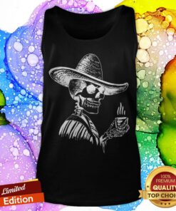 Halloween Coffee Drinking Skeleton Skull Tank Top